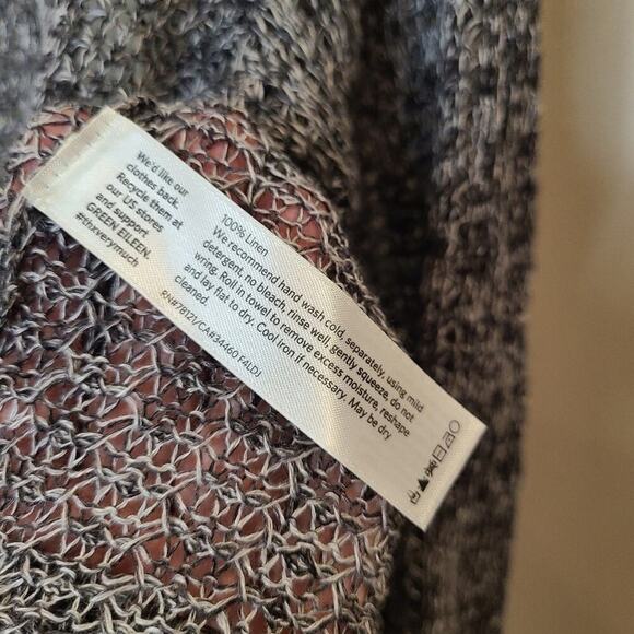 Eileen Fisher Size XS Grey Open Front Linen Cardigan - Picture 5 of 11